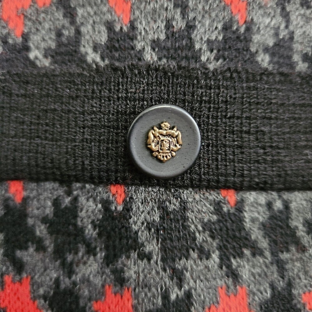 Adolfo Black Red Gray Houndstooth Sweater Sz L Classic Academia Professional - Picture 5 of 9